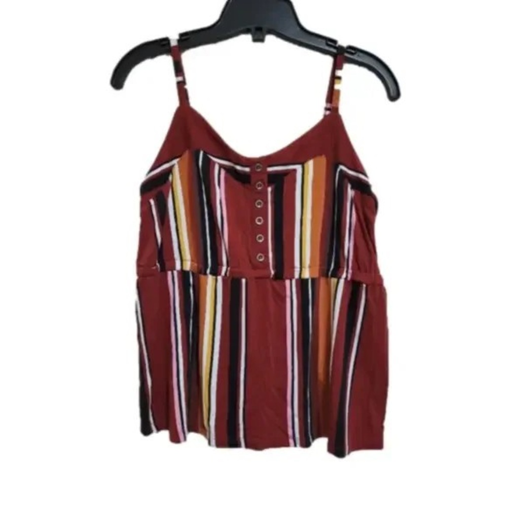 Red and Yellow Buttoned Peplum Camisole